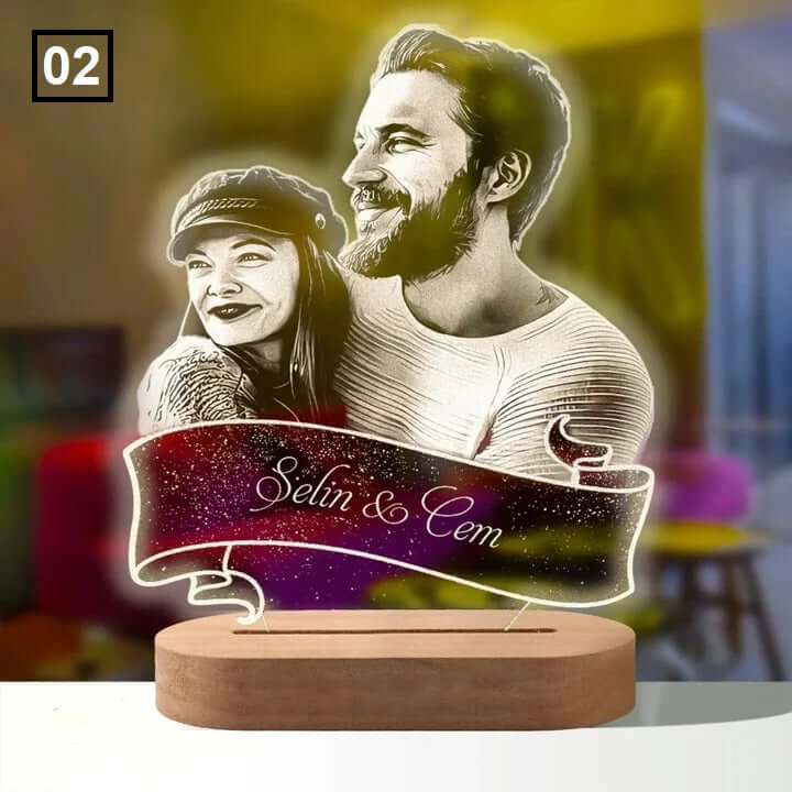 3D Foto Lampe personalisiert mit eigenem Foto und Text