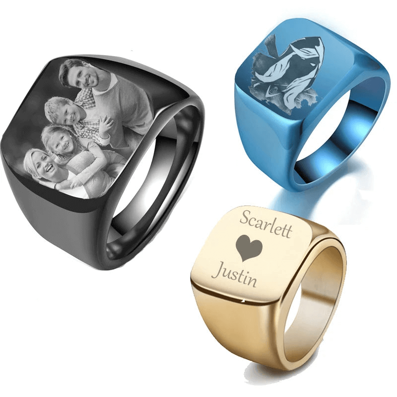 Personalisierter Ring mit graviertem Foto