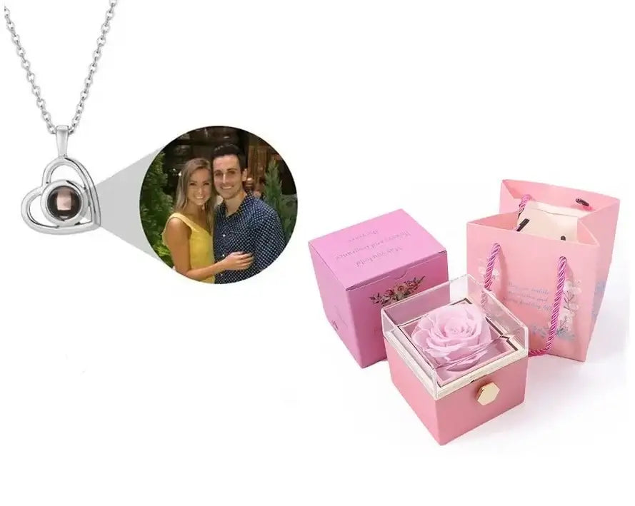 Einzigartige Foto Projektion Halskette mit Geschenkbox personalisierbarer Schmuck