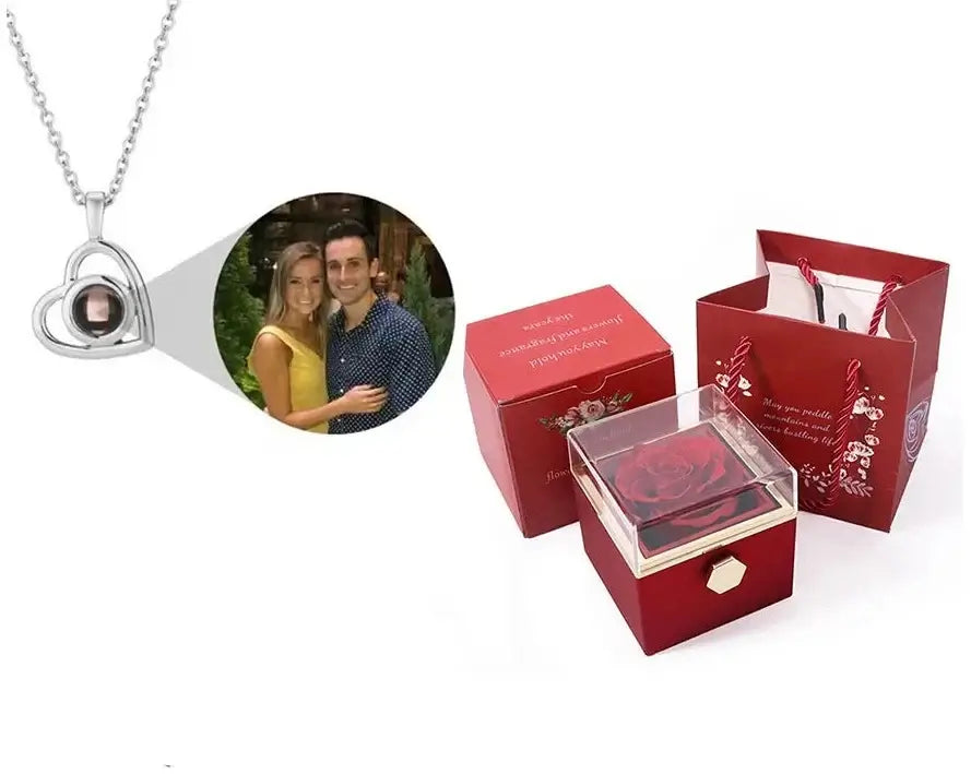 Einzigartige Foto Projektion Halskette mit Geschenkbox personalisierbarer Schmuck